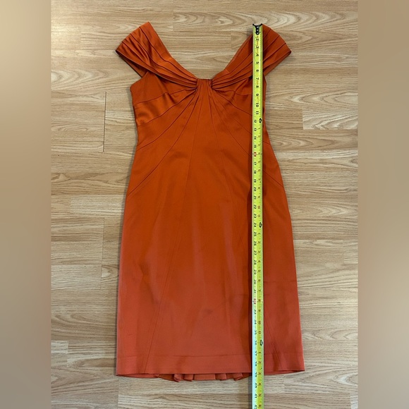Karen Millen England Orange Off Shoulder Sheath Dress Size 10 Formal - Picture 5 of 8